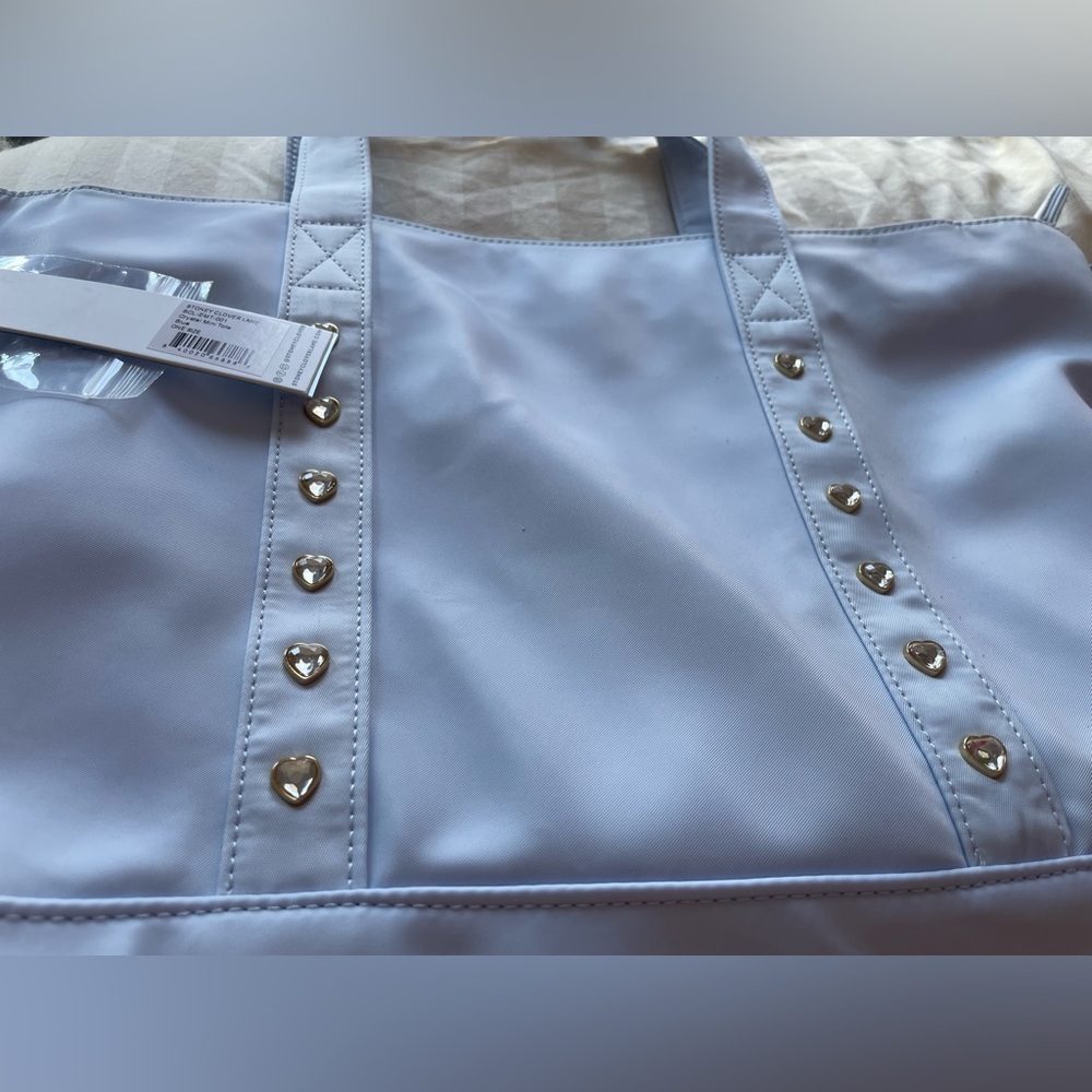 Light blue Stoney clover lane mini  tote with heart studs